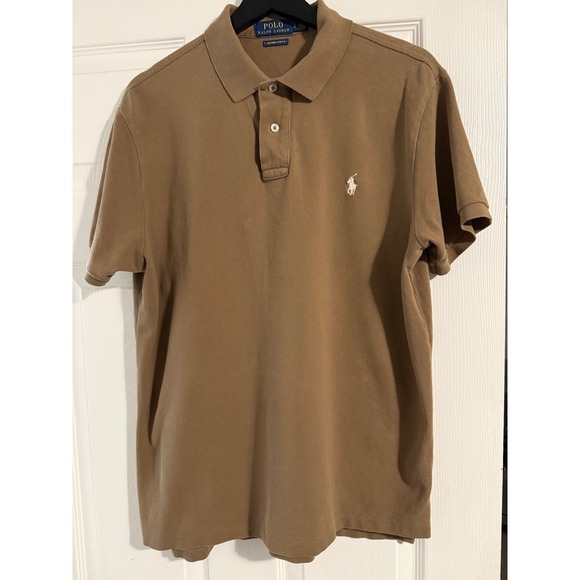 Polo Ralph Lauren Other - Polo Ralph Lauren Mens Custom Slim Fit Polo Shirt Tan Brown Cotton Pique Large